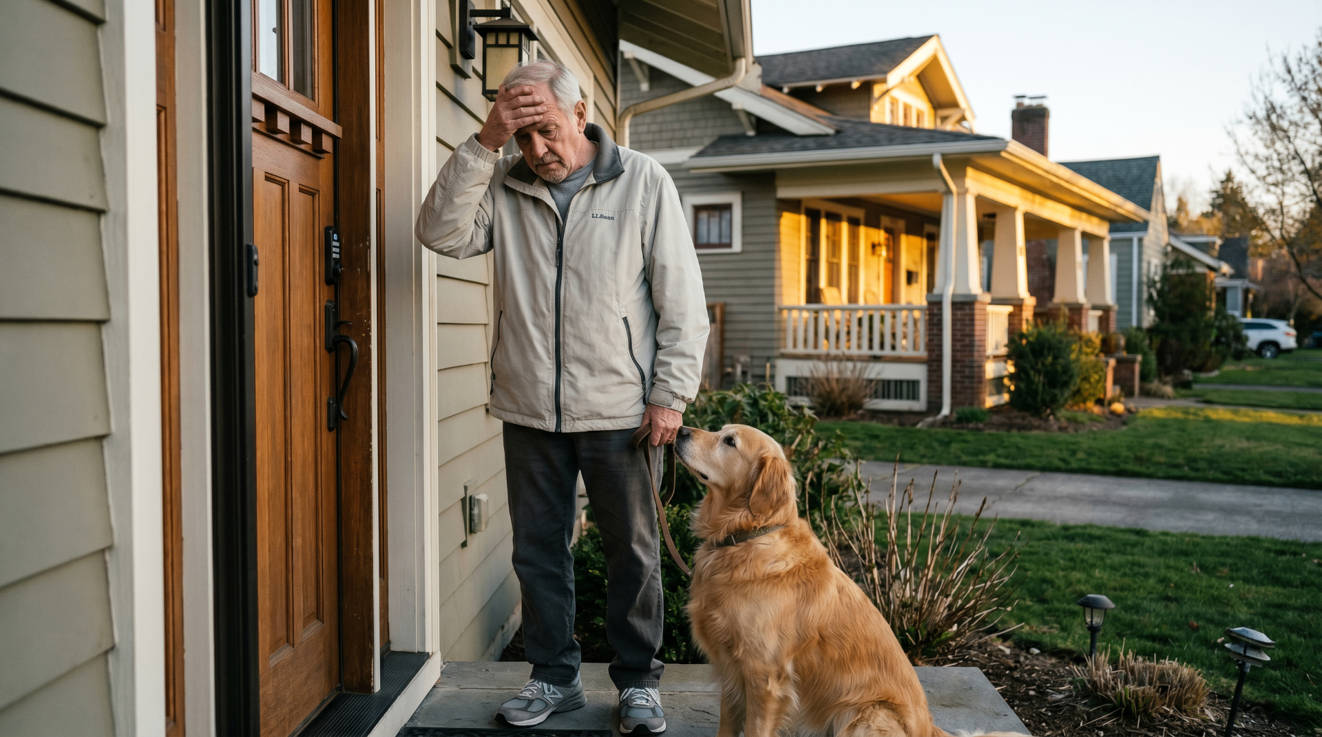 Locked out at dusk with a dog
